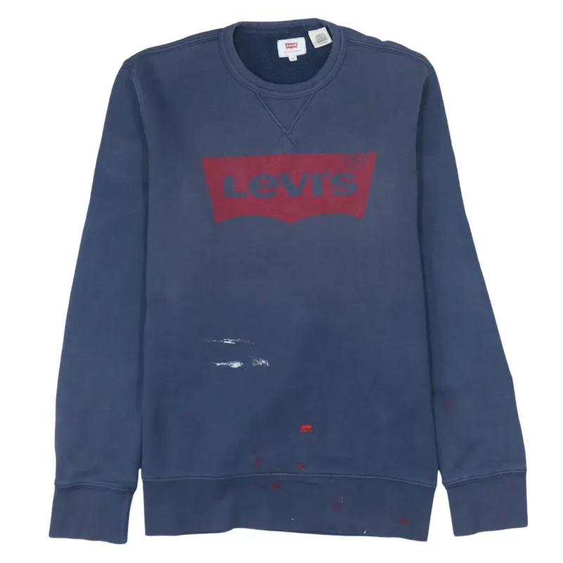 Levi's 90's Spellout Crew Neck Sweatshirt XSmall Navy Blue made by Levi's
