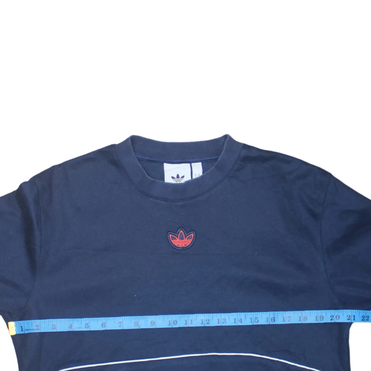 Adidas 90's Striped Sleeve Crew Neck Sweatshirt Medium Navy Blue sold by Vintage Club product image thumbnail 5