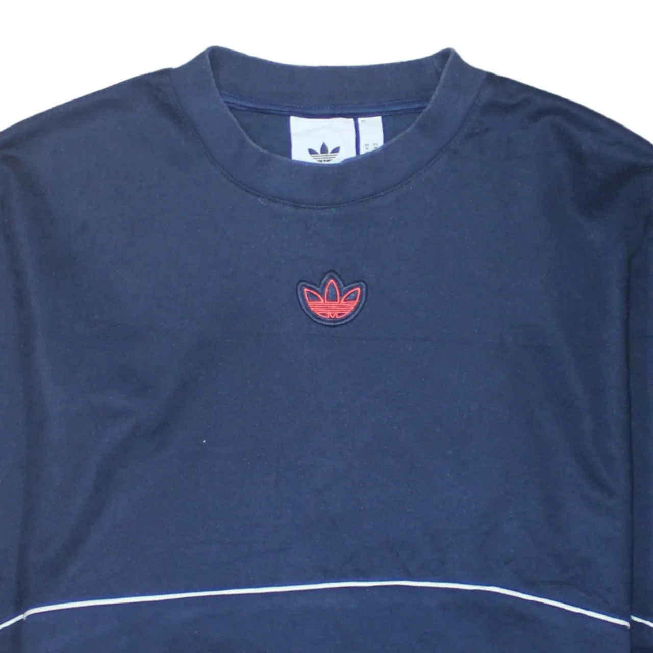 Adidas 90's Striped Sleeve Crew Neck Sweatshirt Medium Navy Blue sold by Vintage Club product image thumbnail 3
