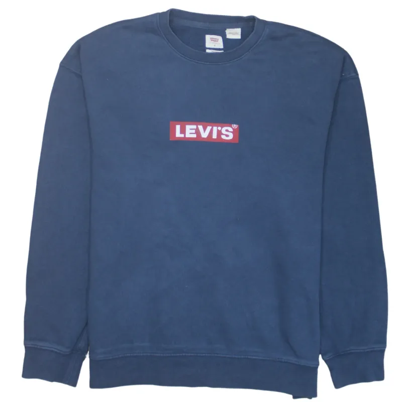 Levi's 90's Spellout Crew Neck Sweatshirt Medium Navy Blue sold by Vintage Club
