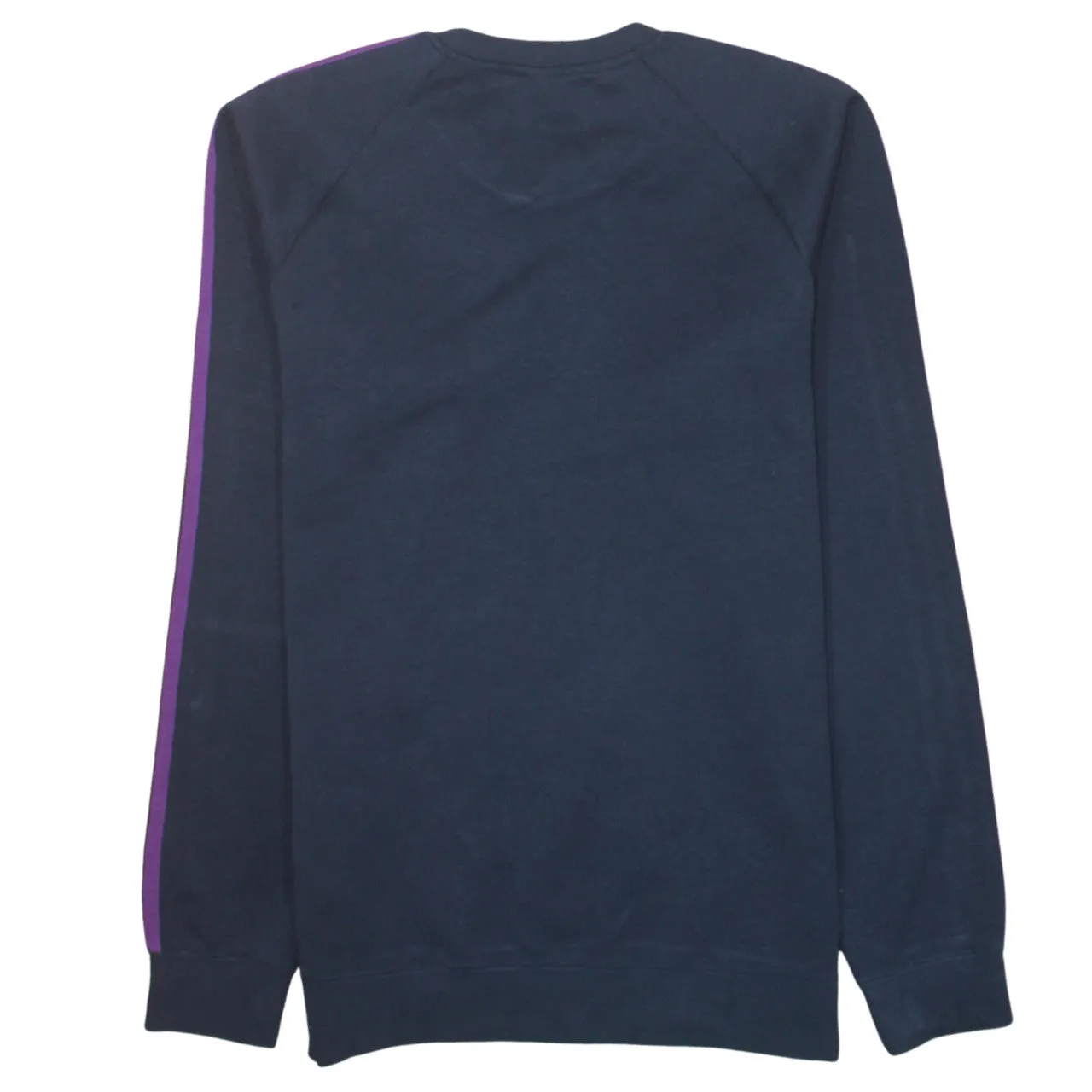 Adidas 90's Striped Sleeve Crew Neck Sweatshirt Medium Navy Blue sold by Vintage Club product image thumbnail 2