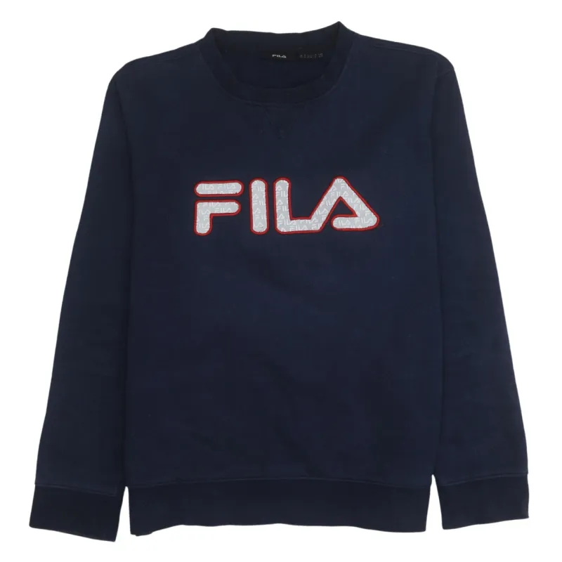 Fila 90's Spellout Crew Neck Sweatshirt Medium Navy Blue sold by Vintage Club