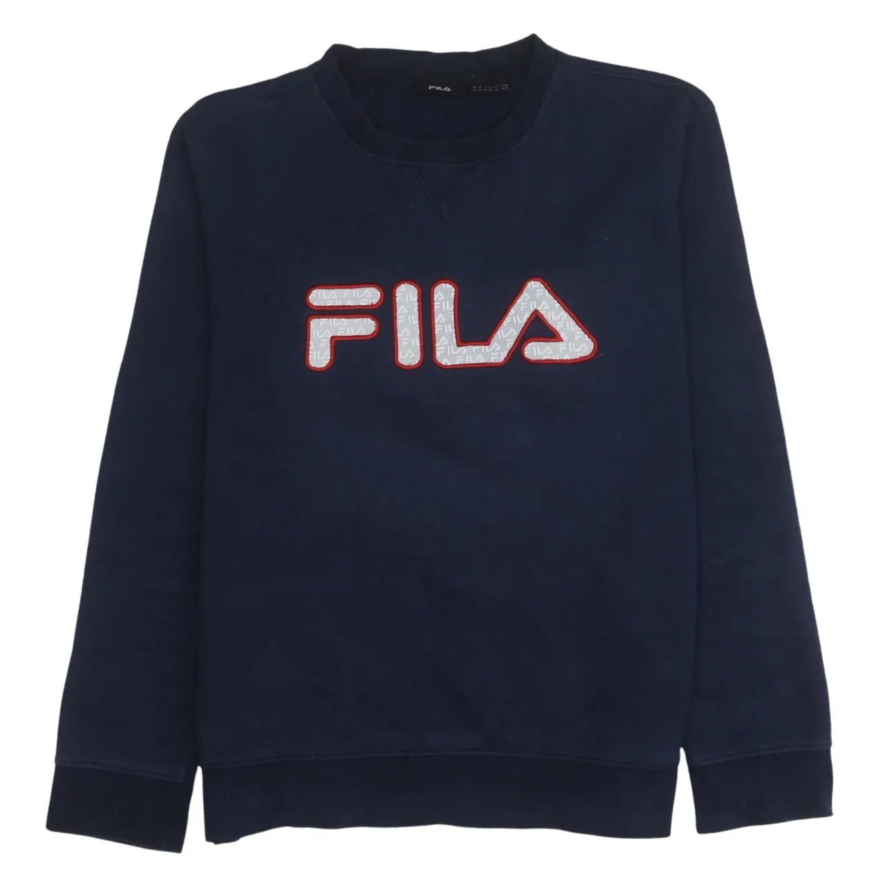 Fila 90's Spellout Crew Neck Sweatshirt Medium Navy Blue sold by Vintage Club