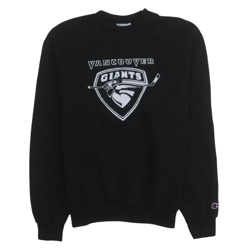 Champion Black Sweatshirt Men's Medium Vancouver Giants Printed Logo Fleece Pullover Crewneck made by Champion