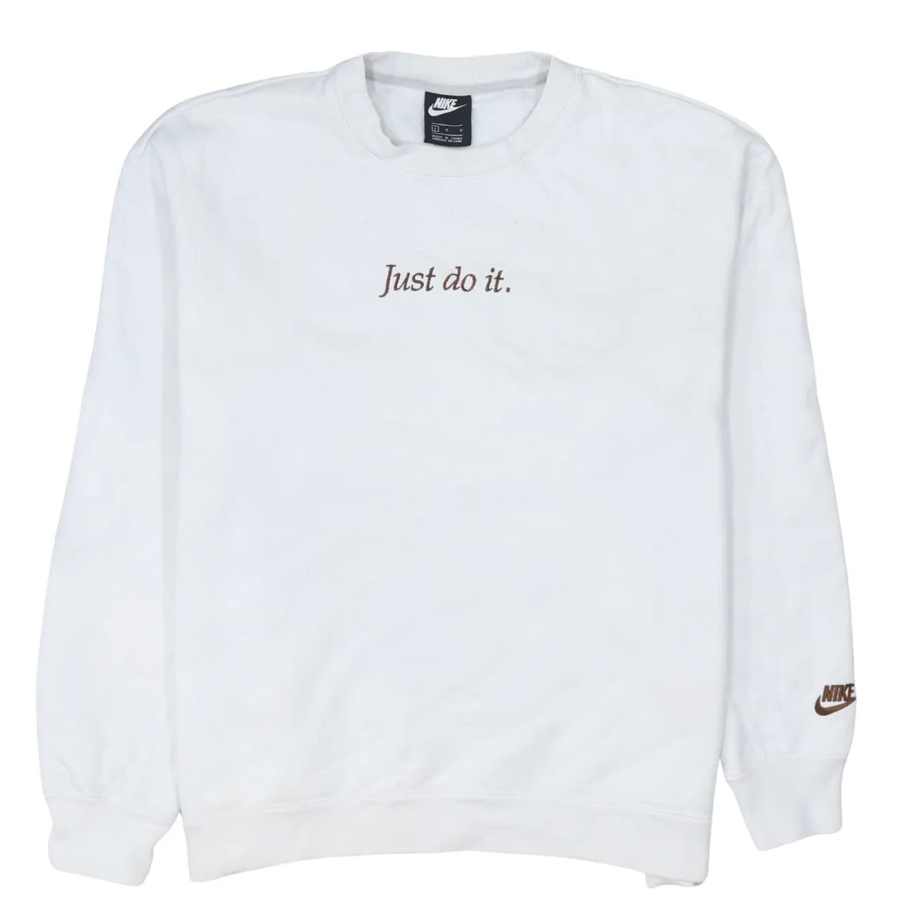 Nike 90's Swoosh Crew Neck Sweatshirt Large White sold by Vintage Club