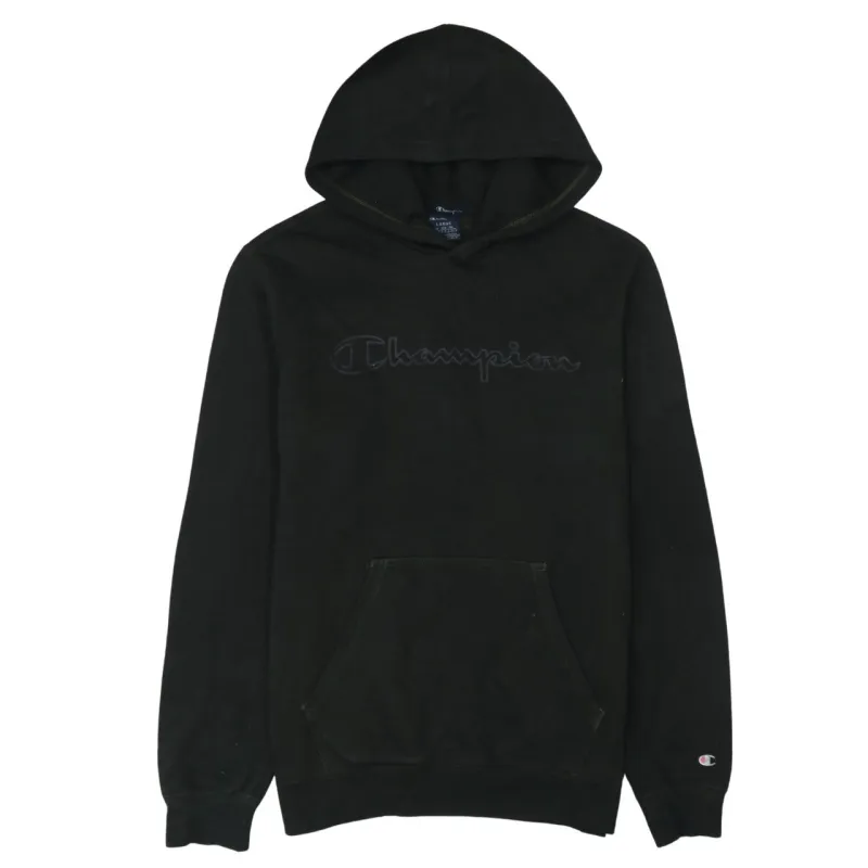Champion 90's Spellout Pullover Hoodie Large Black sold by Vintage Club