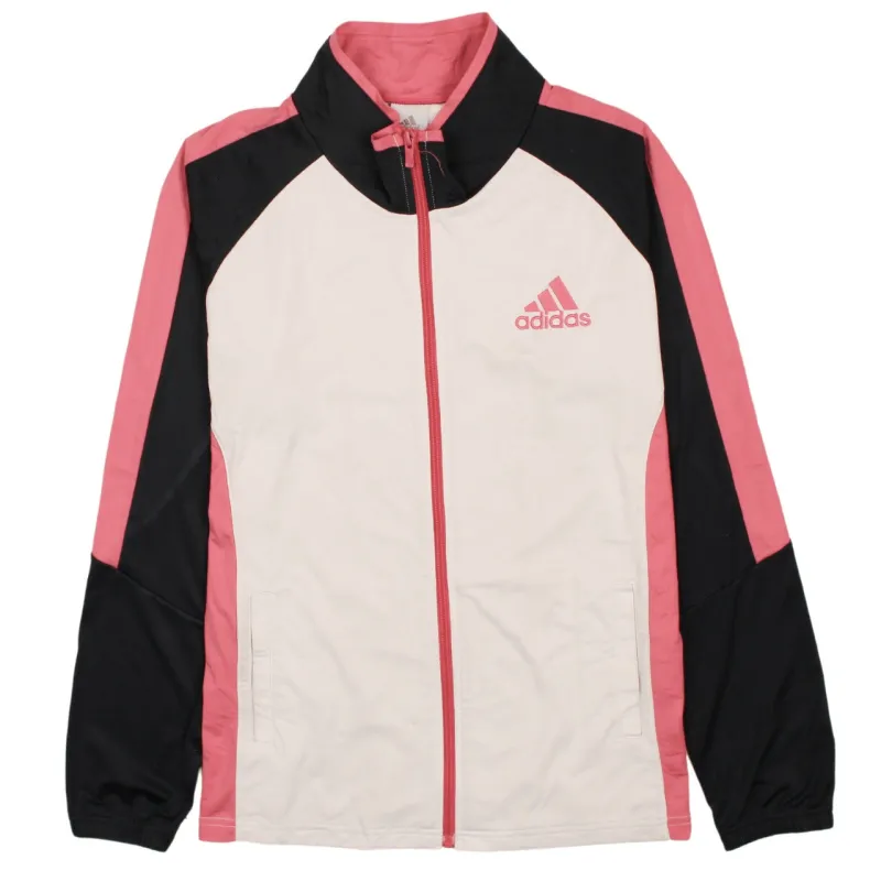 Adidas Women's Pink White Track Jacket Medium | Color Block Sports Top made by Adidas