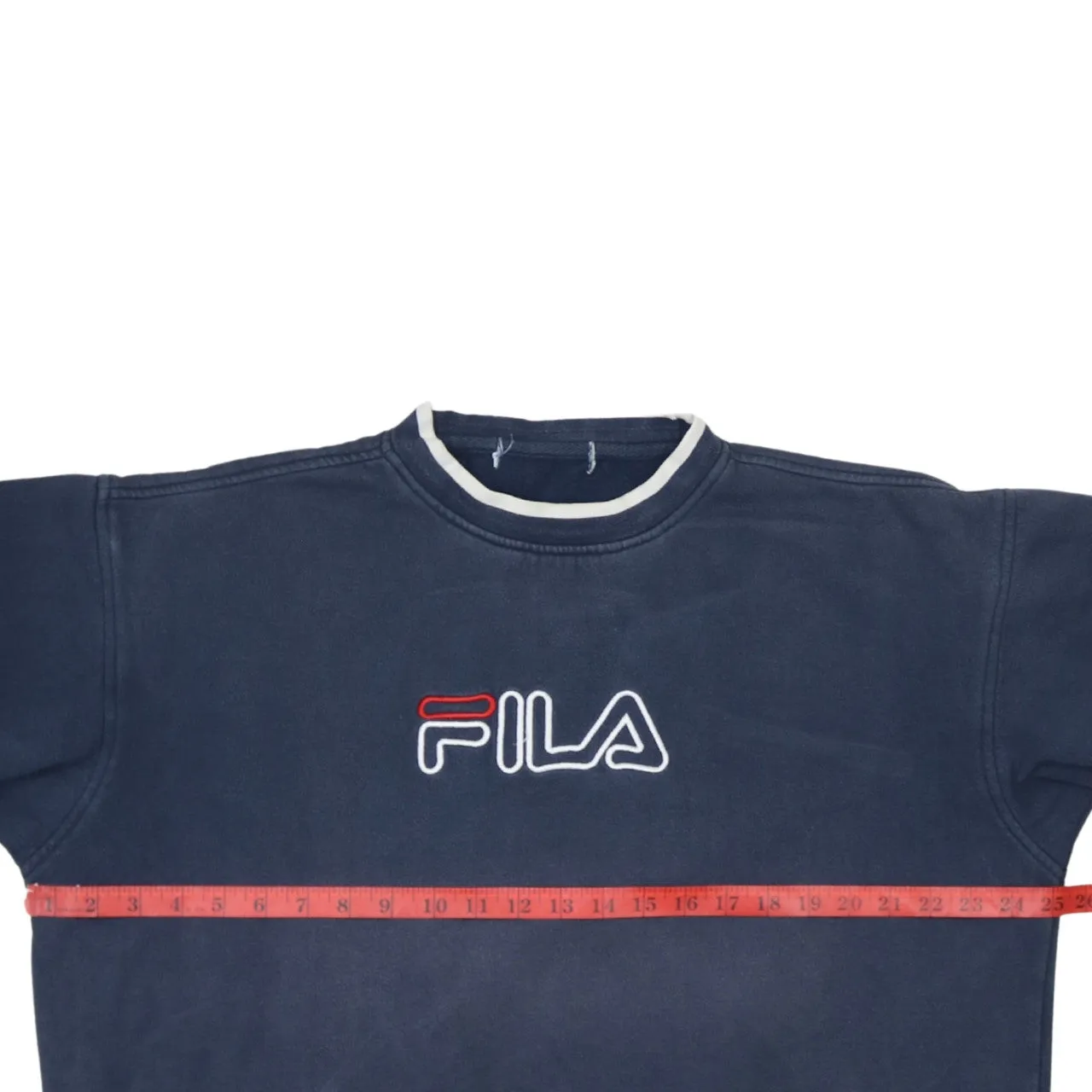 Fila Women's Large Navy Crewneck Sweatshirt Embroidered Logo Jumper sold by Vintage Club product image thumbnail 5