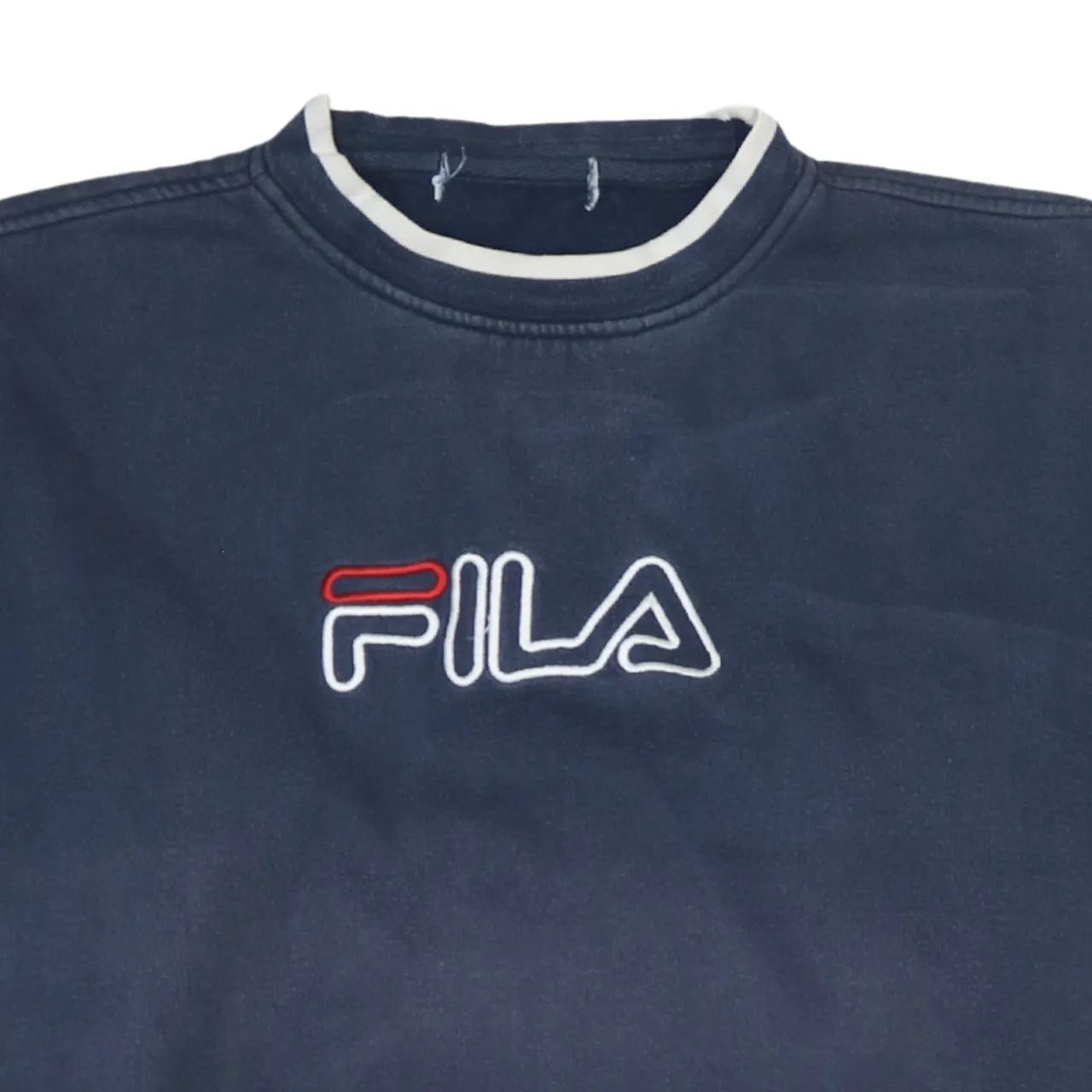 Fila Women's Large Navy Crewneck Sweatshirt Embroidered Logo Jumper sold by Vintage Club product image thumbnail 3