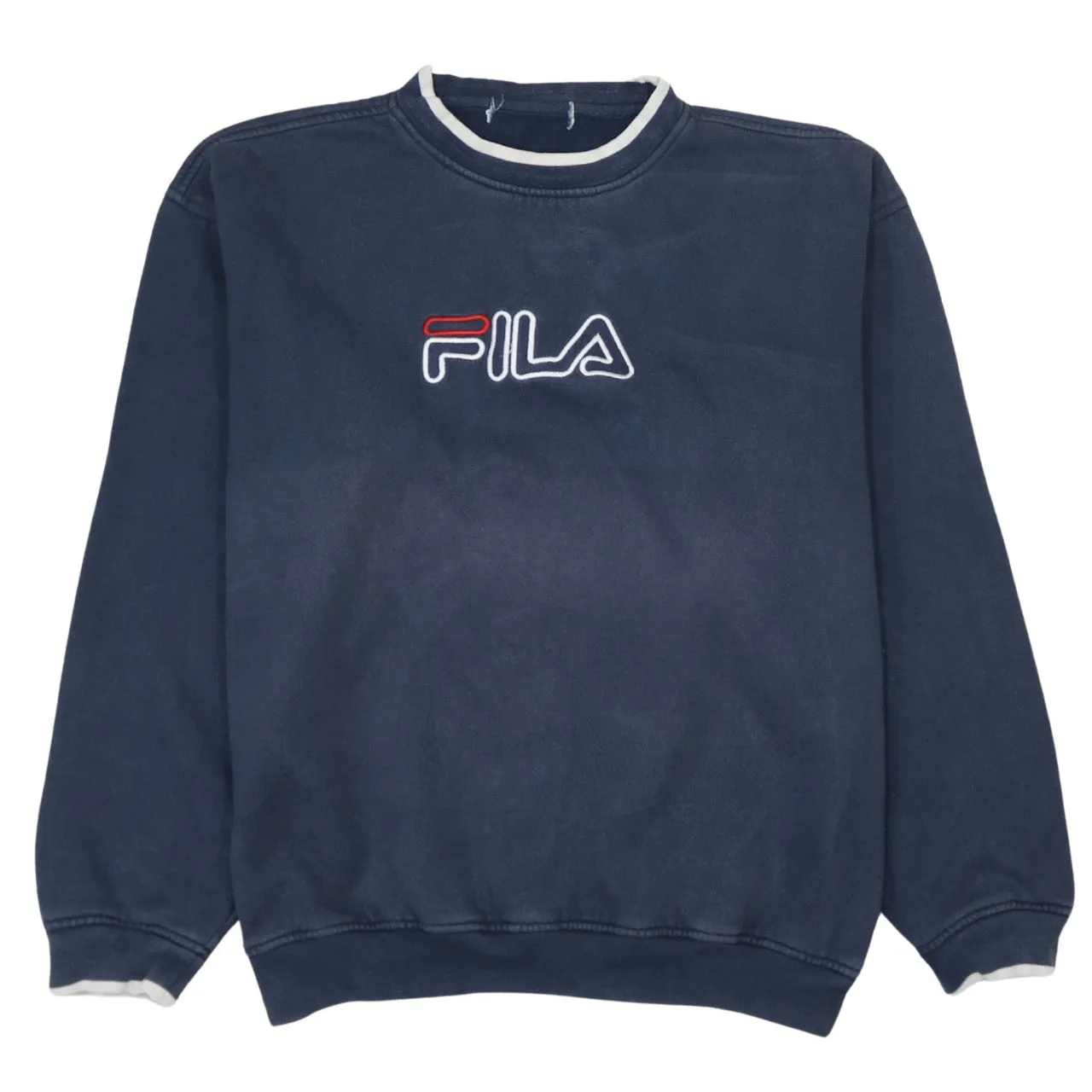 Fila Women's Large Navy Crewneck Sweatshirt Embroidered Logo Jumper sold by Vintage Club