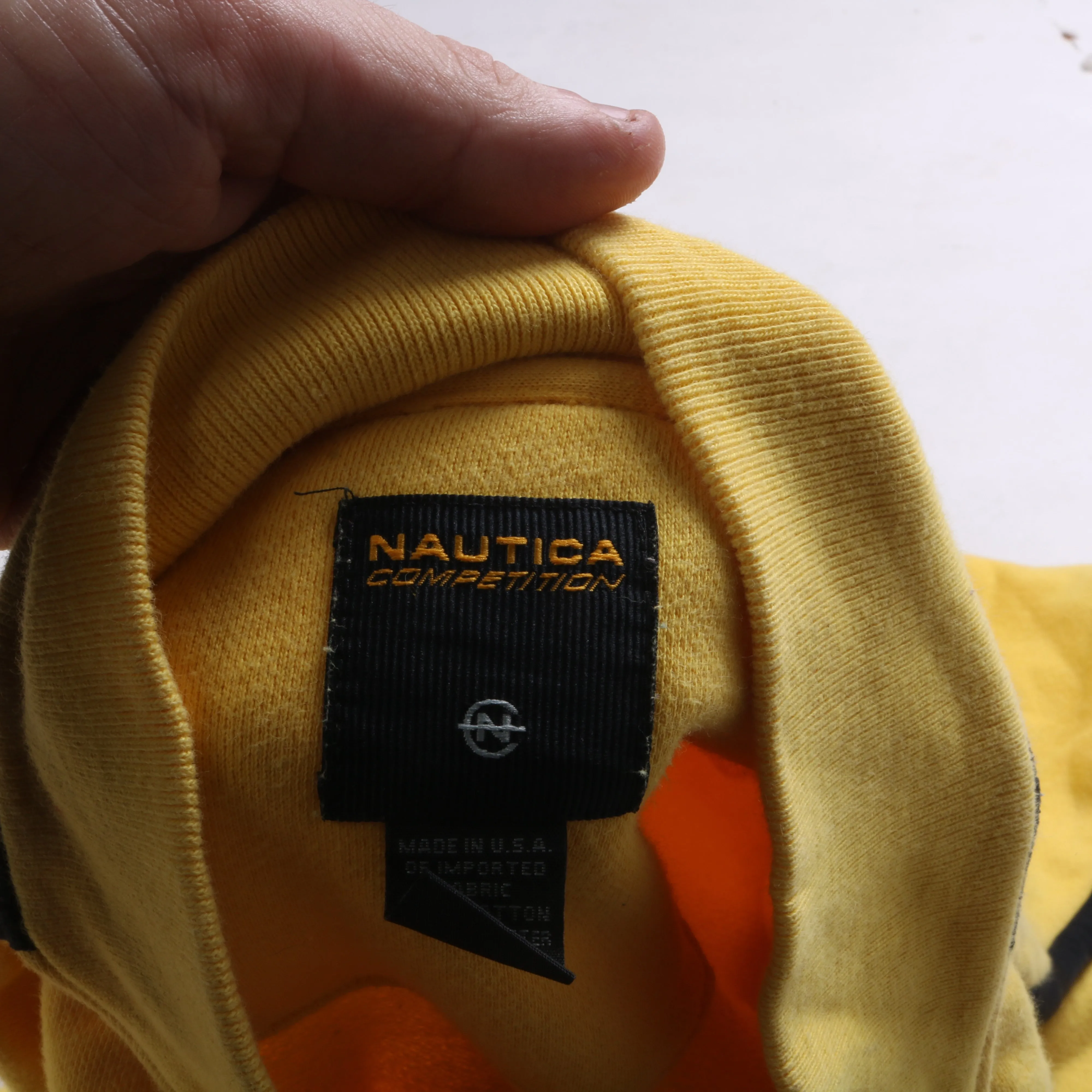Nautica Quarter Zip Knitted Jumper / Sweater Large Yellow sold by Vintage Club product image thumbnail 4