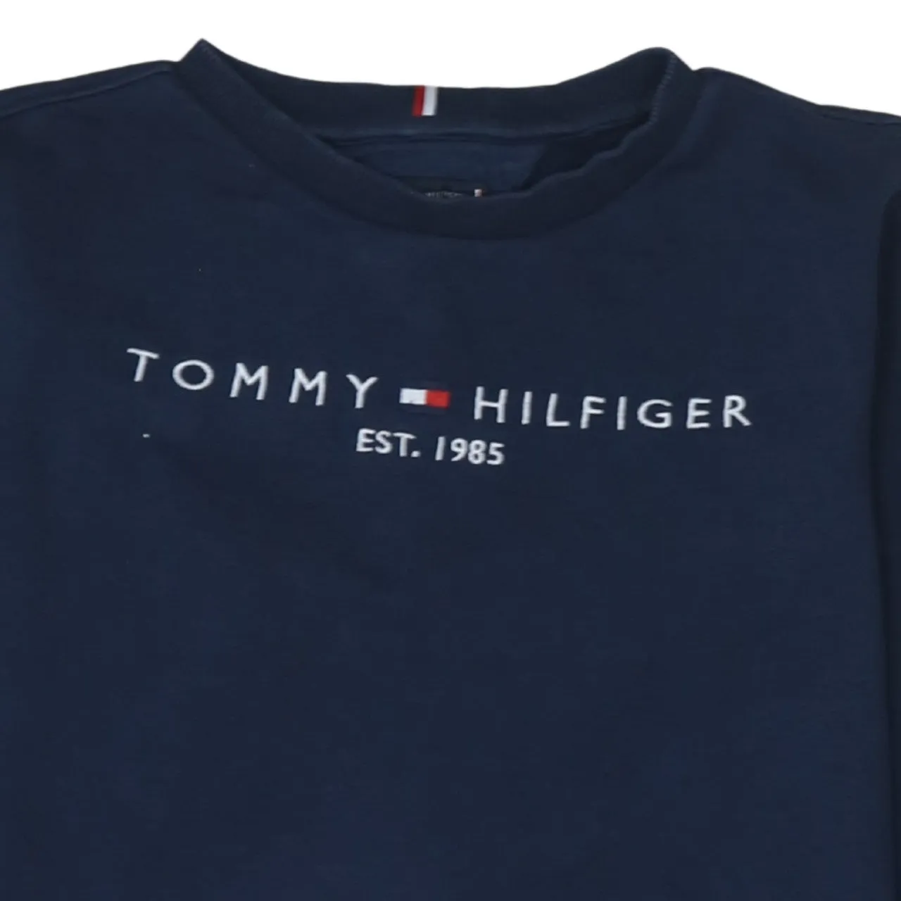 Tommy Hilfiger Navy Blue Sweatshirt Men's Medium Embroidered Chest Logo Crewneck Pullover sold by Vintage Club product image thumbnail 3
