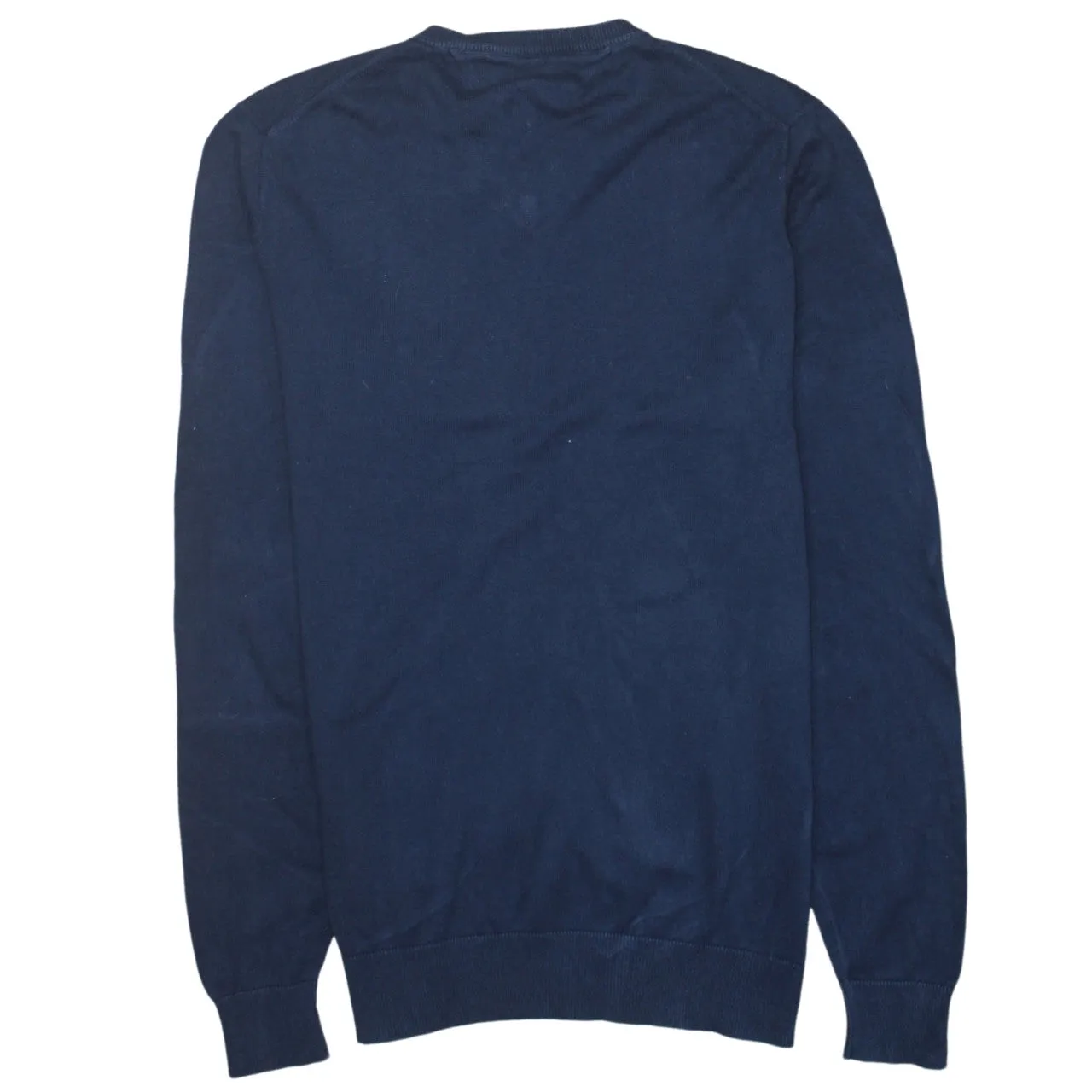 Tommy Hilfiger Navy Blue Jumper Men’s Medium V Neck Embroidered Flag Logo Knit Sweater sold by Vintage Club product image thumbnail 2