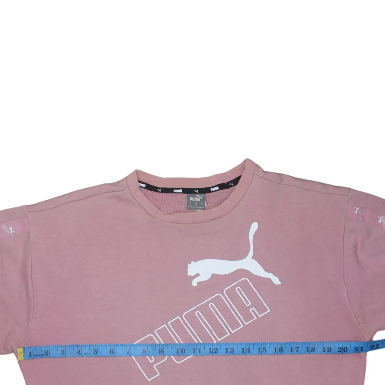 Puma Pink Sweatshirt Men's Medium Printed Big Logo Tape Sleeve Crewneck Pullover Top sold by Vintage Club product image thumbnail 5