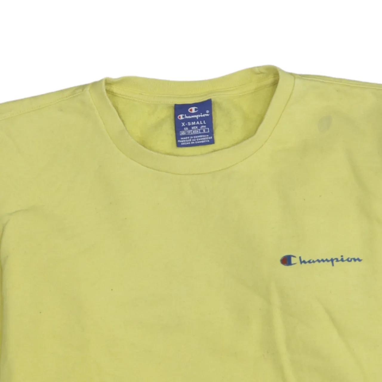 Champion Yellow Sweatshirt Men's XSmall Embroidered Chest Logo Cuff Badge Fleece Pullover sold by Vintage Club product image thumbnail 3