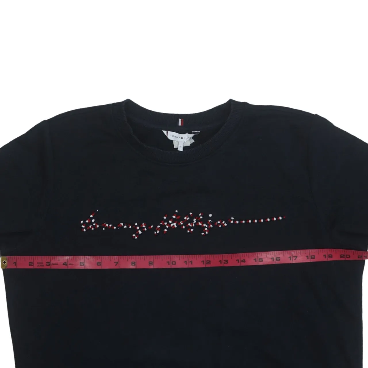 Tommy Hilfiger Black Sweatshirt Men's Small Embroidered Script Logo Crewneck Pullover Jumper sold by Vintage Club product image thumbnail 5