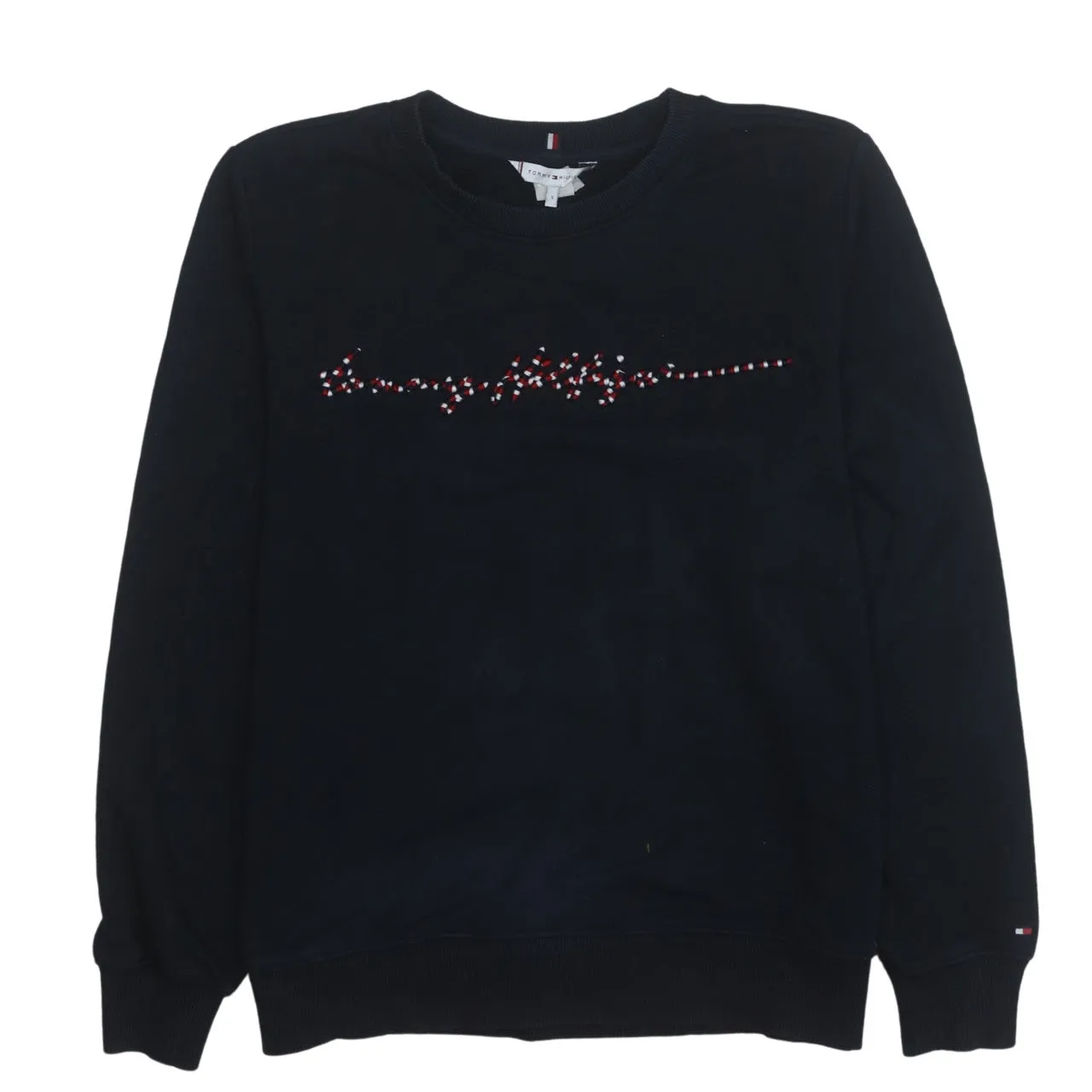 Tommy Hilfiger Black Sweatshirt Men's Small Embroidered Script Logo Crewneck Pullover Jumper sold by Vintage Club