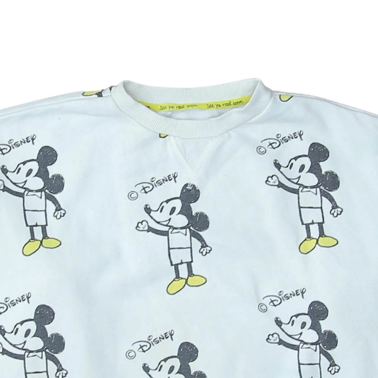 Disney White Mickey Mouse Sweatshirt Men's Small All Over Print Crewneck Pullover Top sold by Vintage Club product image thumbnail 3