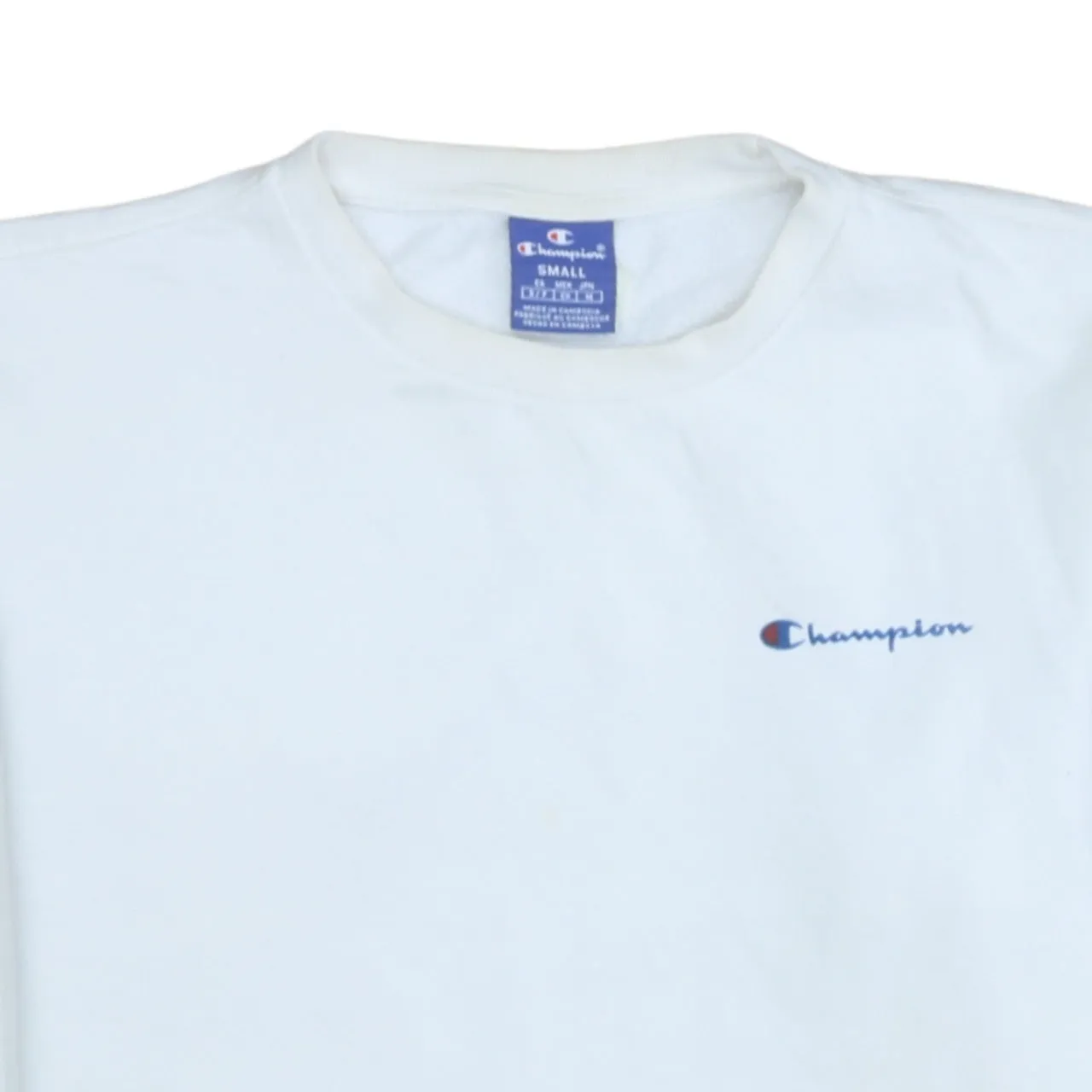 Champion White Sweatshirt Men's Small Embroidered Chest Logo Cuff Logo Crewneck Pullover sold by Vintage Club product image thumbnail 3