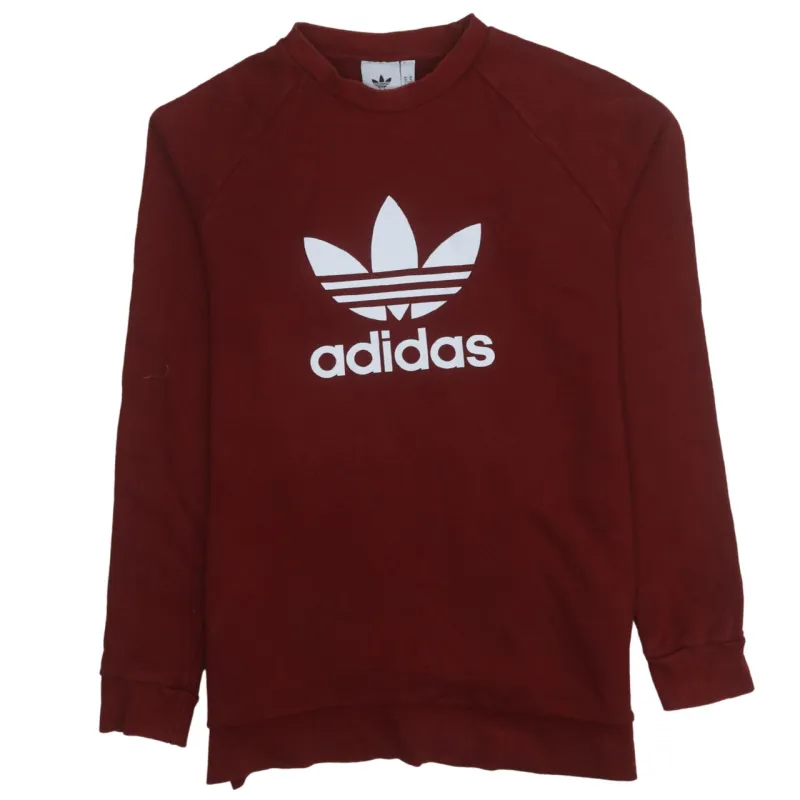 Adidas Burgundy Red Sweatshirt Men's Medium Trefoil Printed Logo Crewneck Pullover Top sold by Vintage Club