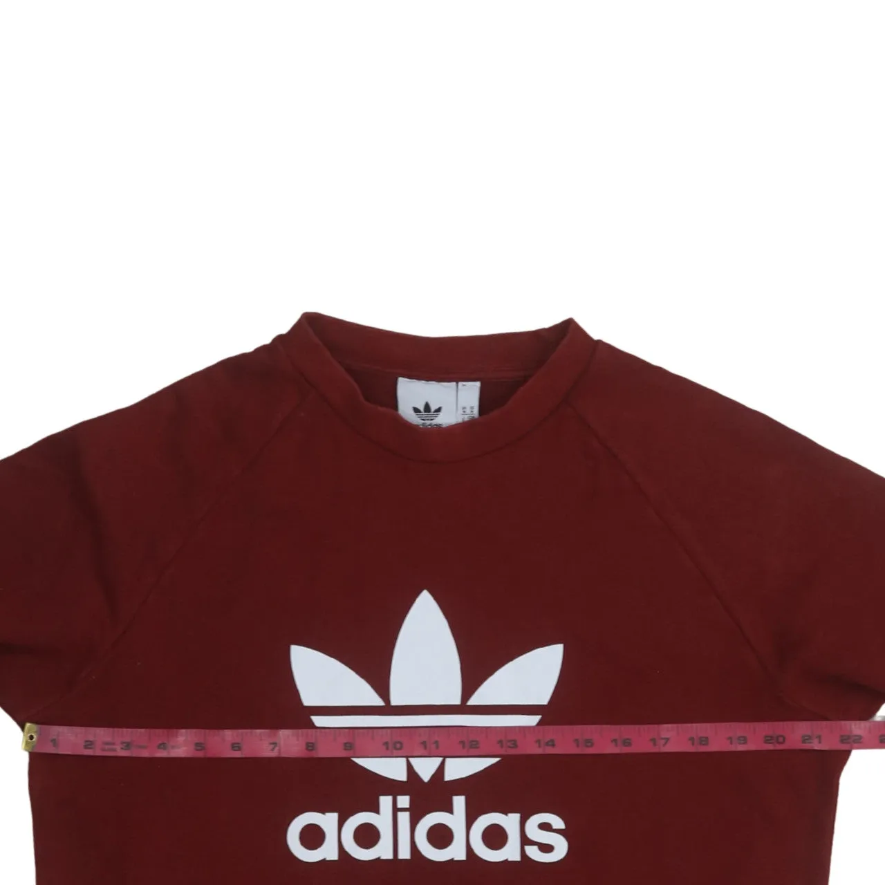 Adidas Burgundy Red Sweatshirt Men's Medium Trefoil Printed Logo Crewneck Pullover Top sold by Vintage Club product image thumbnail 5
