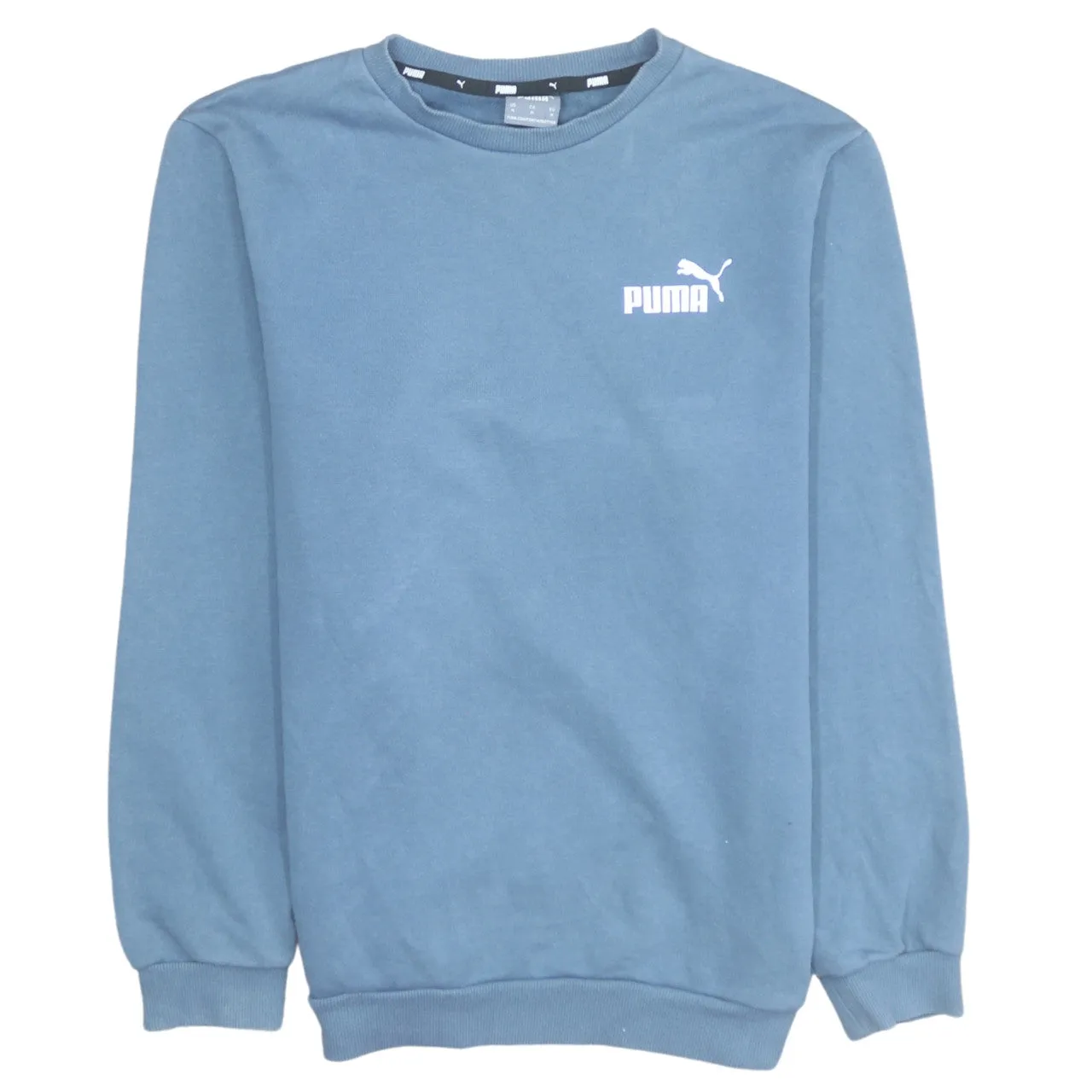 Puma Blue Sweatshirt Men's Medium Printed Chest Logo Crewneck Pullover Fleece Top sold by Vintage Club