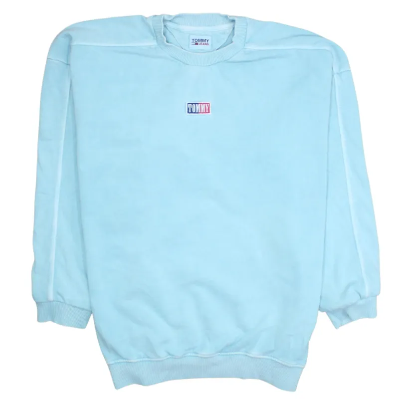 Tommy Hilfiger Light Blue Sweatshirt Men's XLarge Embroidered Tommy Logo Crewneck Pullover made by Tommy Hilfiger