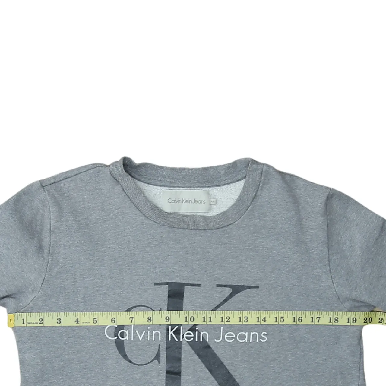 Calvin Klein Grey Sweatshirt Men's XSmall Printed CK Logo Crewneck Pullover Fleece Top sold by Vintage Club product image thumbnail 5