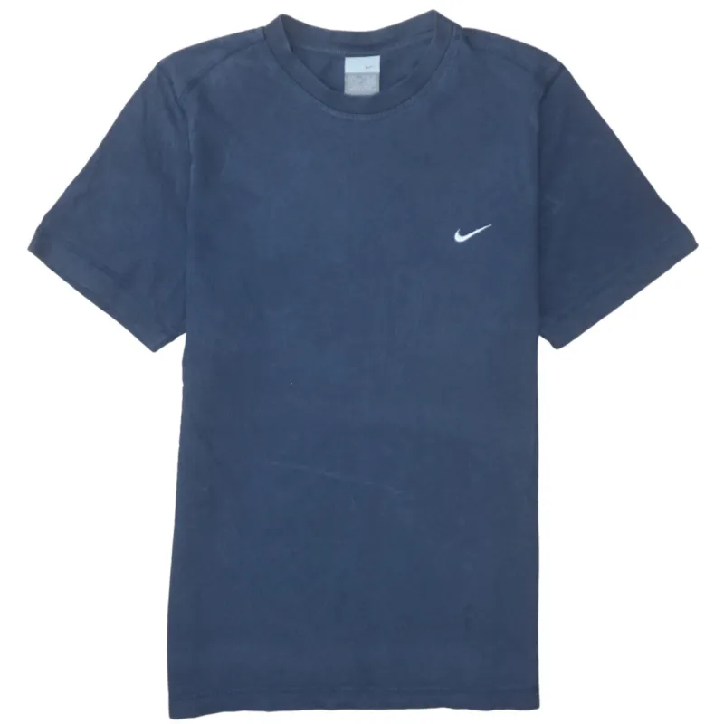 Nike Navy Blue T Shirt Men's Small Embroidered Swoosh Logo Short Sleeve Casual Top made by Nike