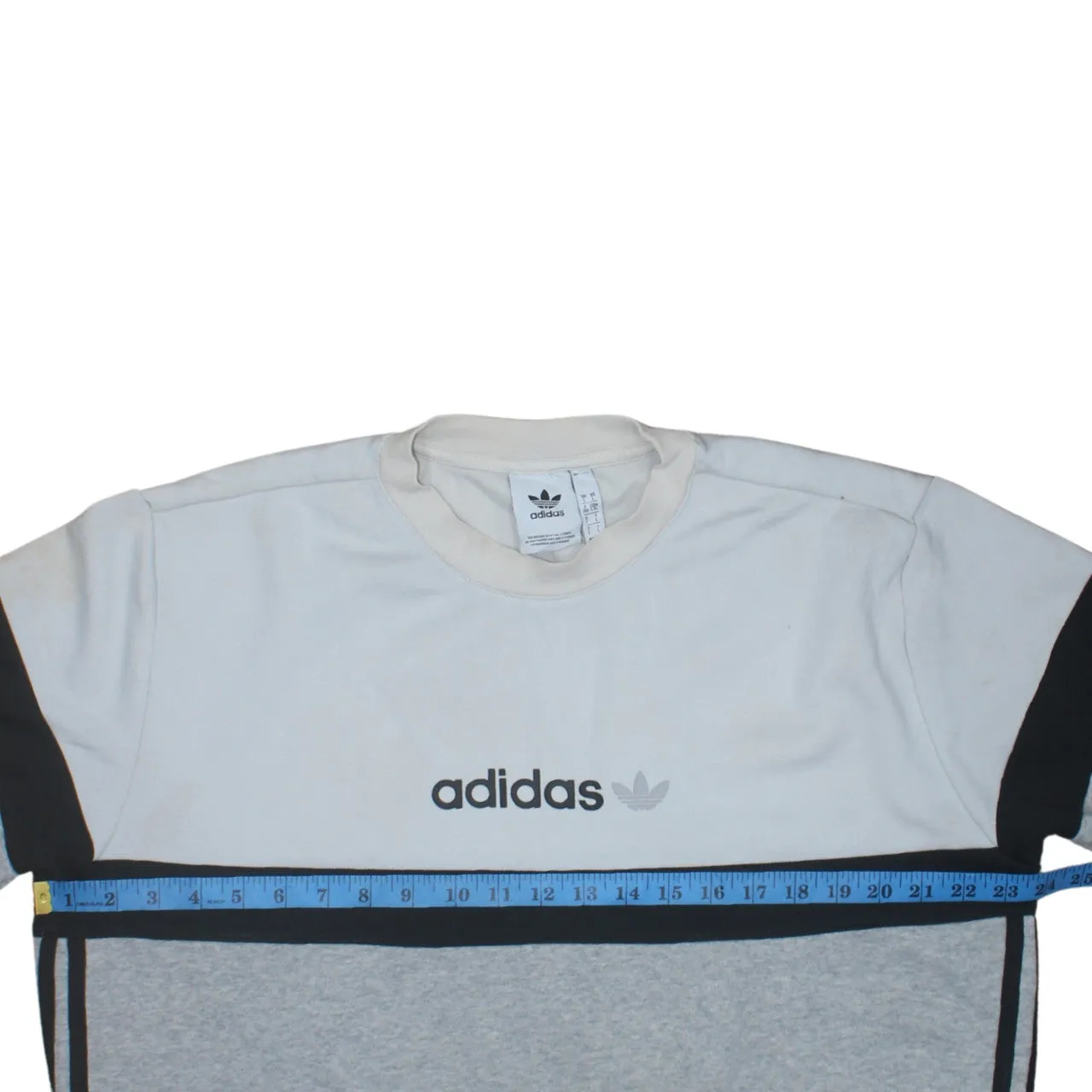 Adidas Grey Colour Block Sweatshirt Men's Large Printed Trefoil Logo ZX Label Pullover Top sold by Vintage Club product image thumbnail 5