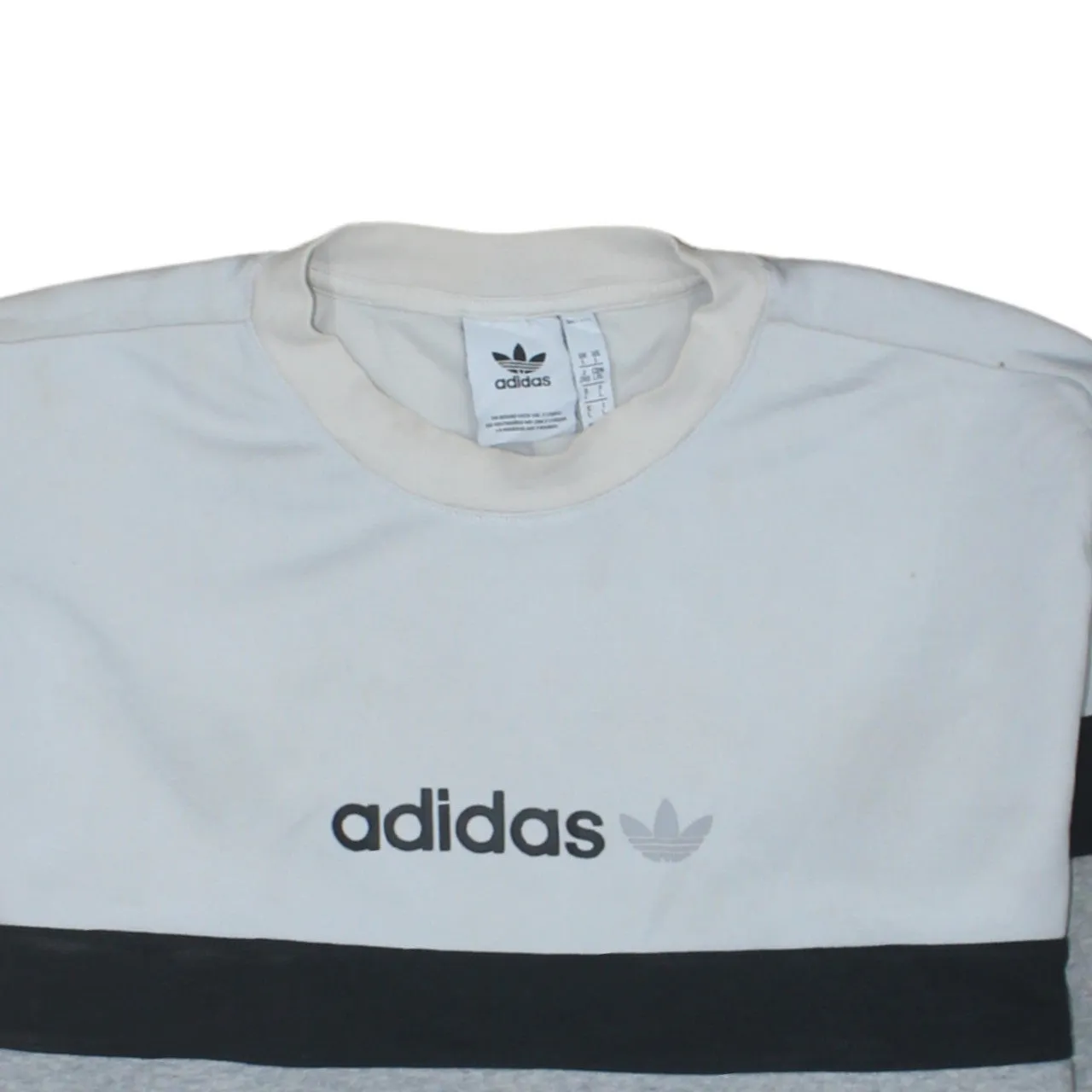 Adidas Grey Colour Block Sweatshirt Men's Large Printed Trefoil Logo ZX Label Pullover Top sold by Vintage Club product image thumbnail 3