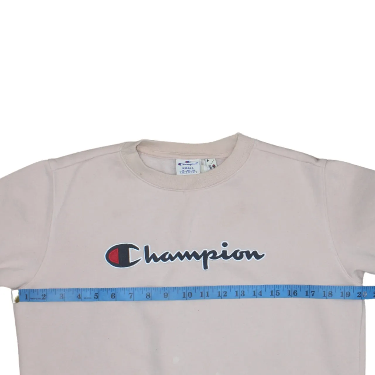 Champion Light Pink Sweatshirt Men's Small Printed Script Logo Organic Cotton Pullover sold by Vintage Club product image thumbnail 5