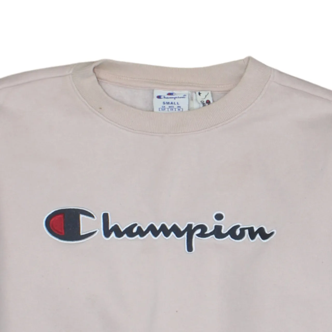 Champion Light Pink Sweatshirt Men's Small Printed Script Logo Organic Cotton Pullover sold by Vintage Club product image thumbnail 3