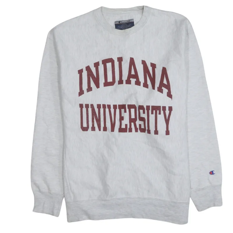 Champion Light Grey Sweatshirt Men's Large Indiana University Printed Logo Crewneck Pullover made by Champion