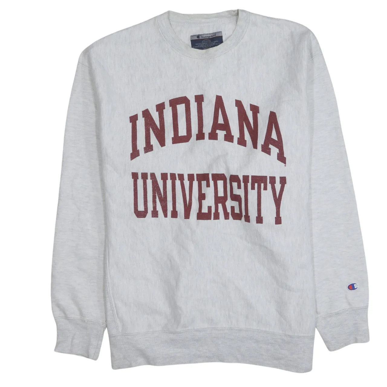 Champion Light Grey Sweatshirt Men's Large Indiana University Printed Logo Crewneck Pullover sold by Vintage Club