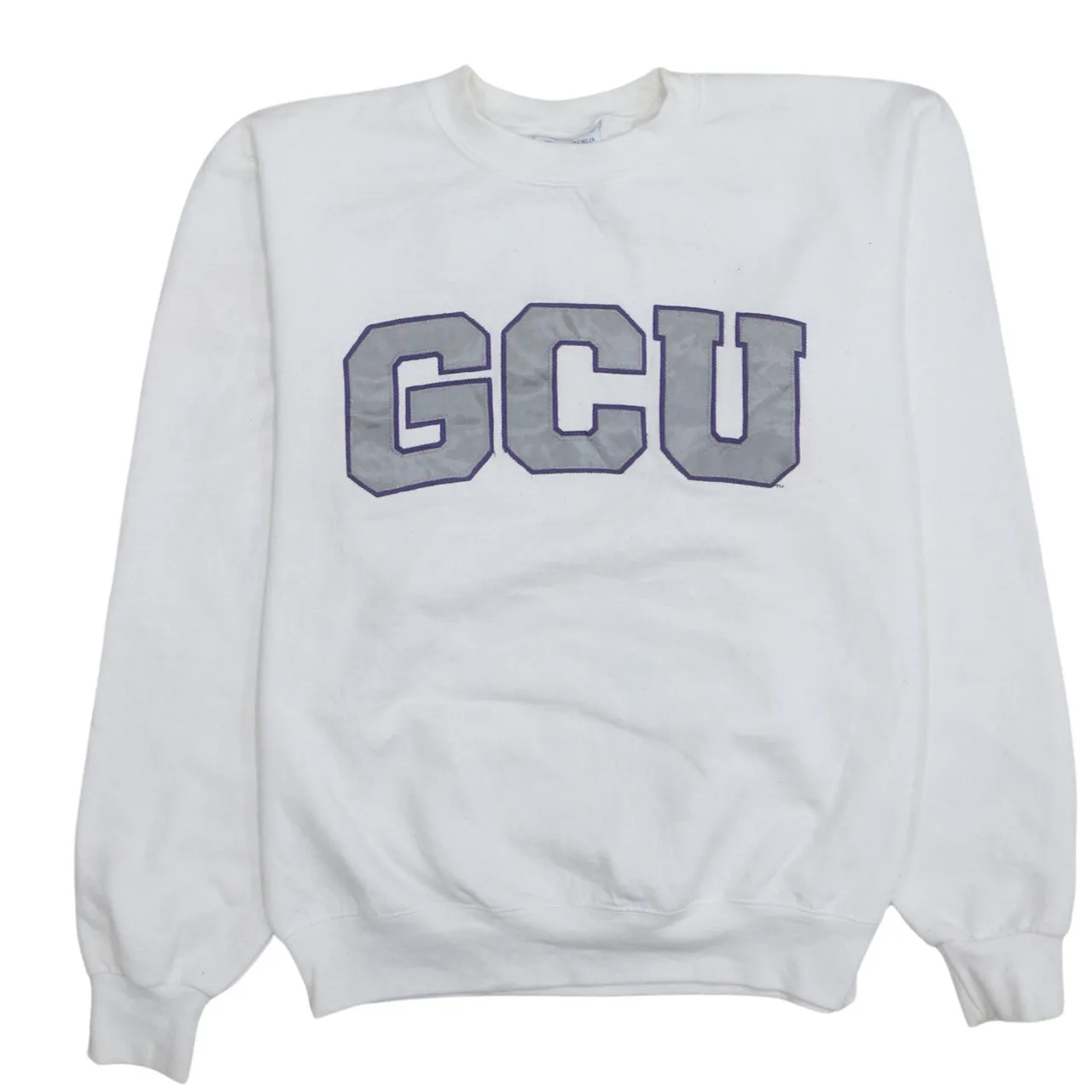 Champion White Sweatshirt Men's Small GCU Printed Logo Crewneck Pullover Fleece Top sold by Vintage Club