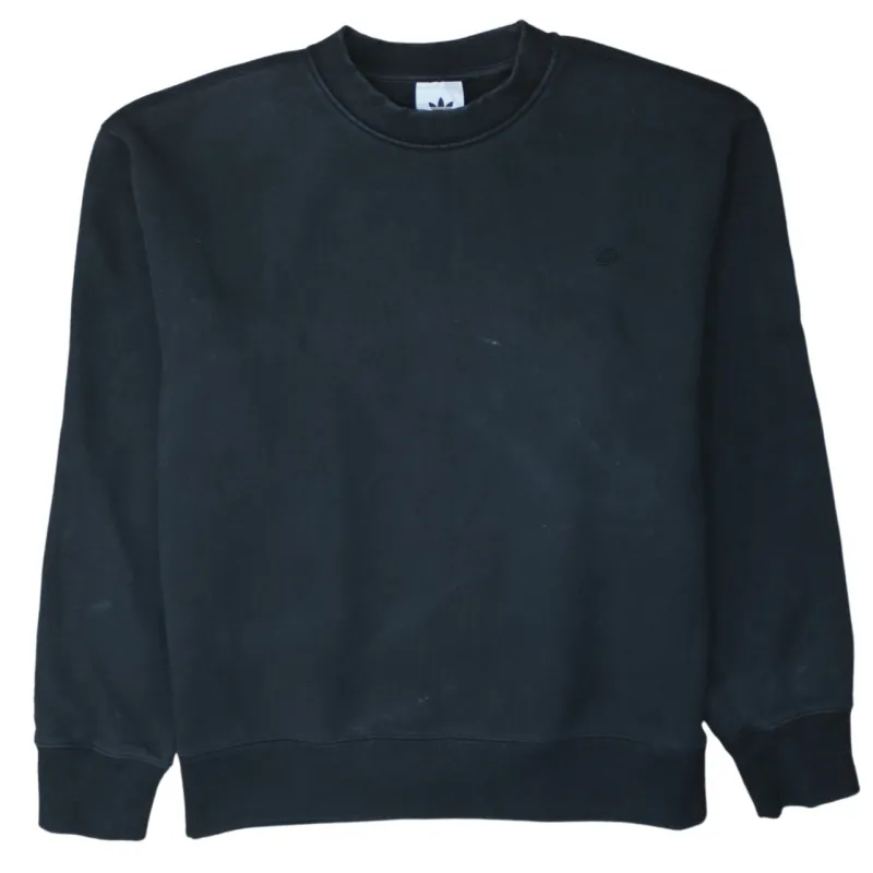 Adidas Black Sweatshirt Men's Large Small Trefoil Logo Crewneck Pullover Jumper made by Adidas