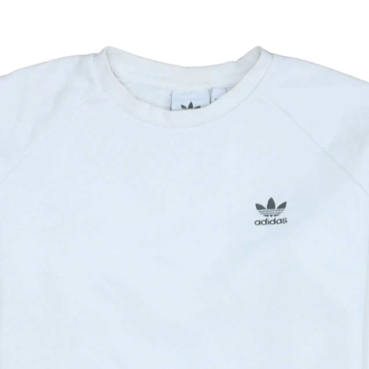 Adidas White Sweatshirt Men's Medium Small Trefoil Embroidered Logo Crewneck Pullover Top sold by Vintage Club product image thumbnail 3