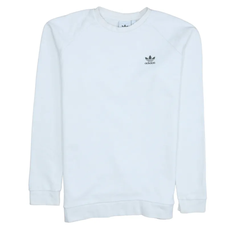Adidas White Sweatshirt Men's Medium Small Trefoil Embroidered Logo Crewneck Pullover Top made by Adidas