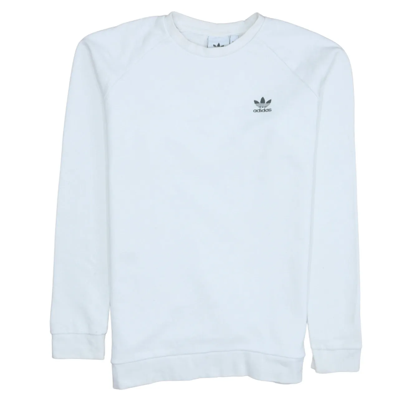 Adidas White Sweatshirt Men's Medium Small Trefoil Embroidered Logo Crewneck Pullover Top sold by Vintage Club