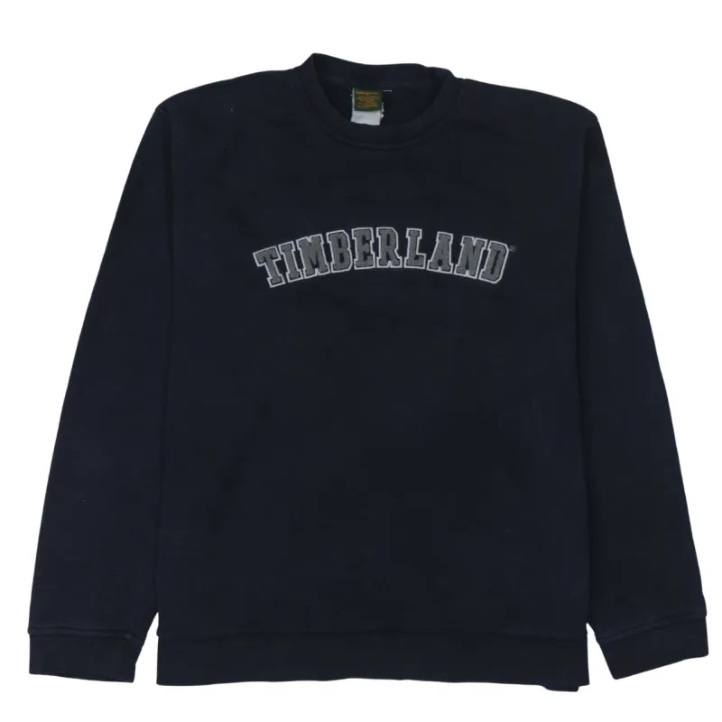 Timberland Black Sweatshirt Men's Large Embroidered Arch Logo Crewneck Pullover Fleece Top sold by Vintage Club