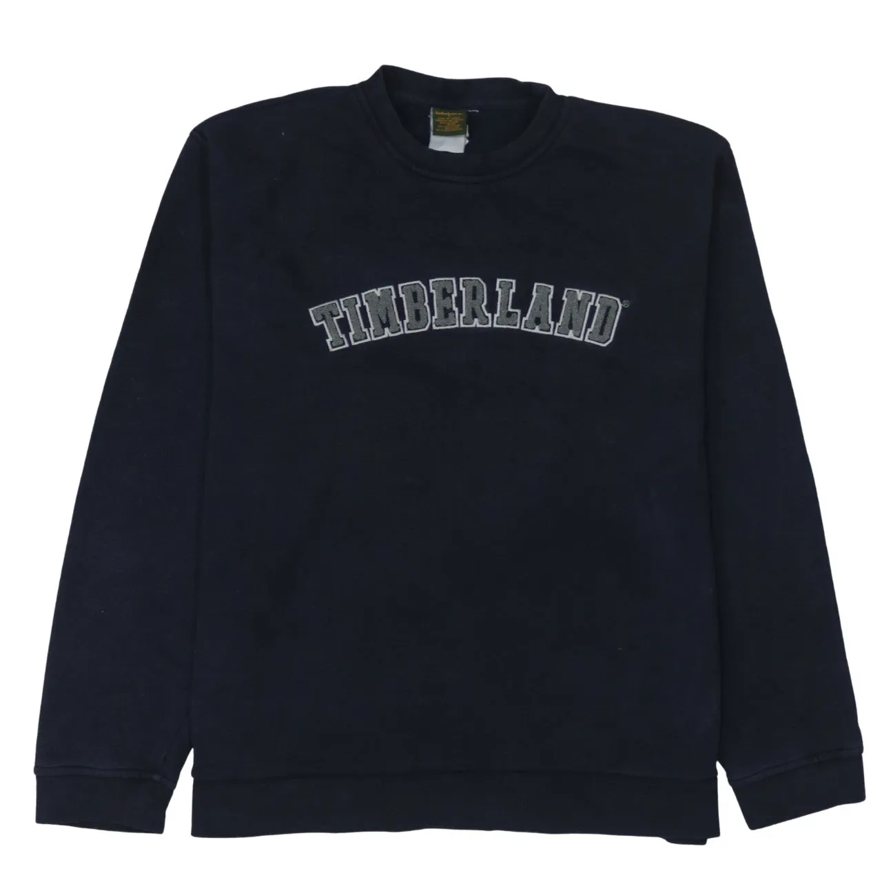 Timberland Black Sweatshirt Men's Large Embroidered Arch Logo Crewneck Pullover Fleece Top sold by Vintage Club