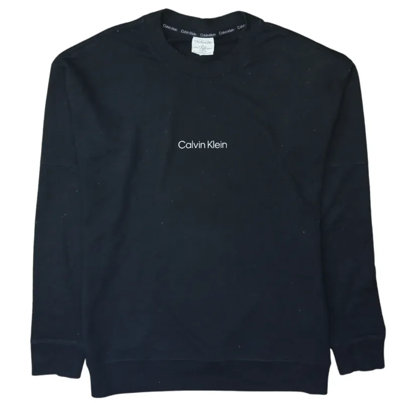 Calvin Klein Black Sweatshirt Men's Medium Embroidered Chest Logo Crewneck Pullover made by Calvin Klein