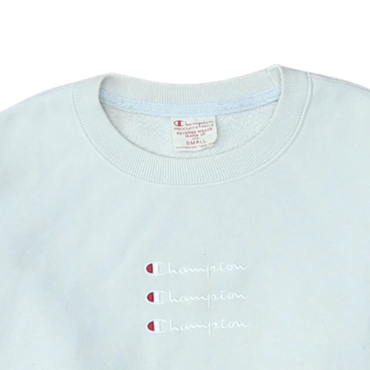 Champion Light Blue Sweatshirt Men's Small Embroidered Triple Logo Reverse Weave Pullover sold by Vintage Club product image thumbnail 3