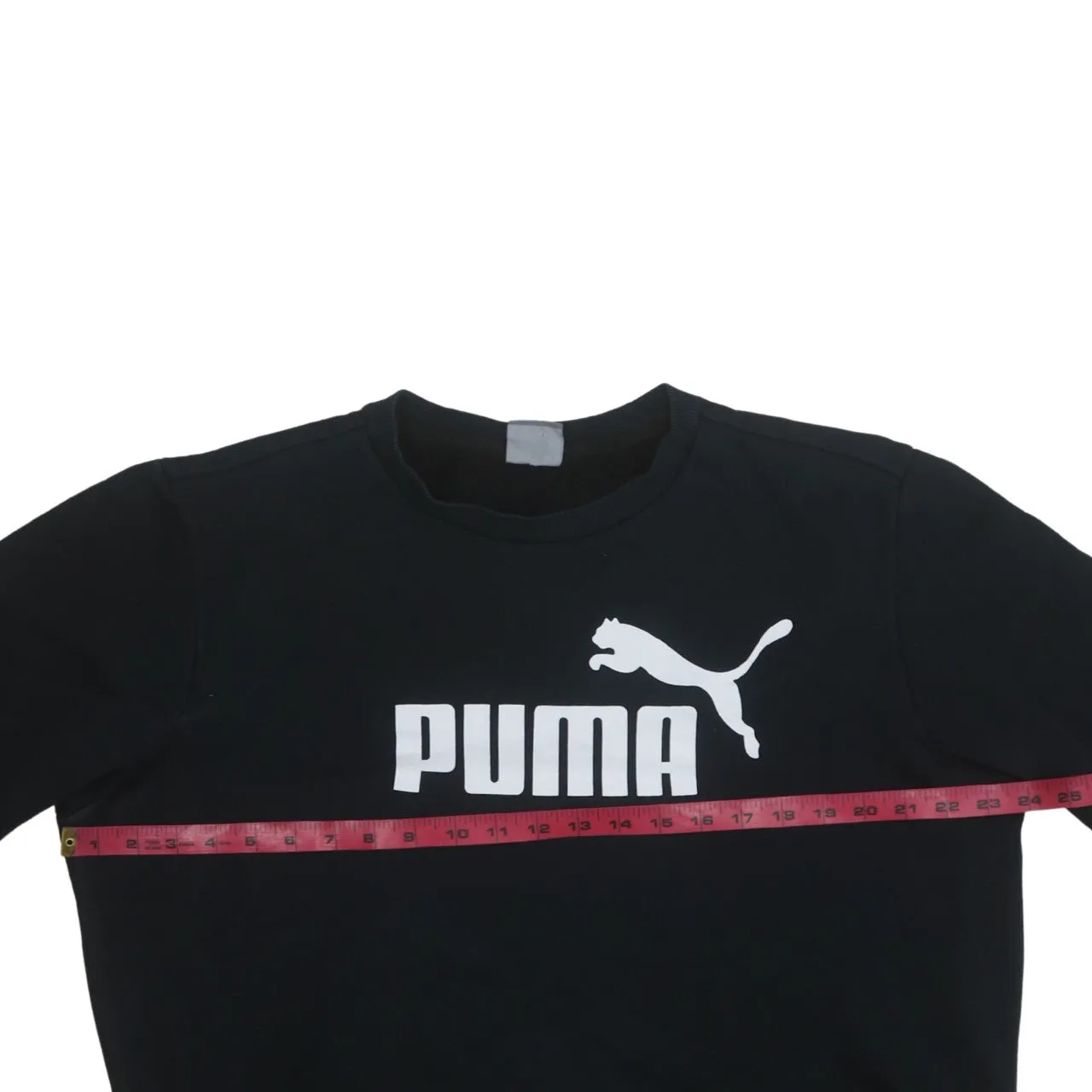 Puma Black Sweatshirt Men's Large Printed Chest Logo Ribbed Cuffs Crewneck Pullover Jumper sold by Vintage Club product image thumbnail 5