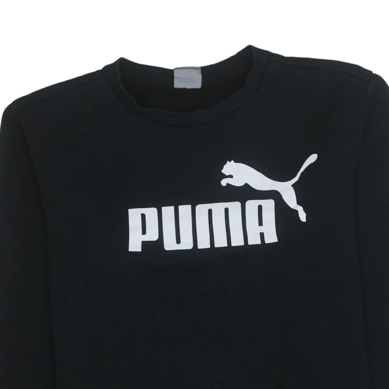 Puma Black Sweatshirt Men's Large Printed Chest Logo Ribbed Cuffs Crewneck Pullover Jumper sold by Vintage Club product image thumbnail 3