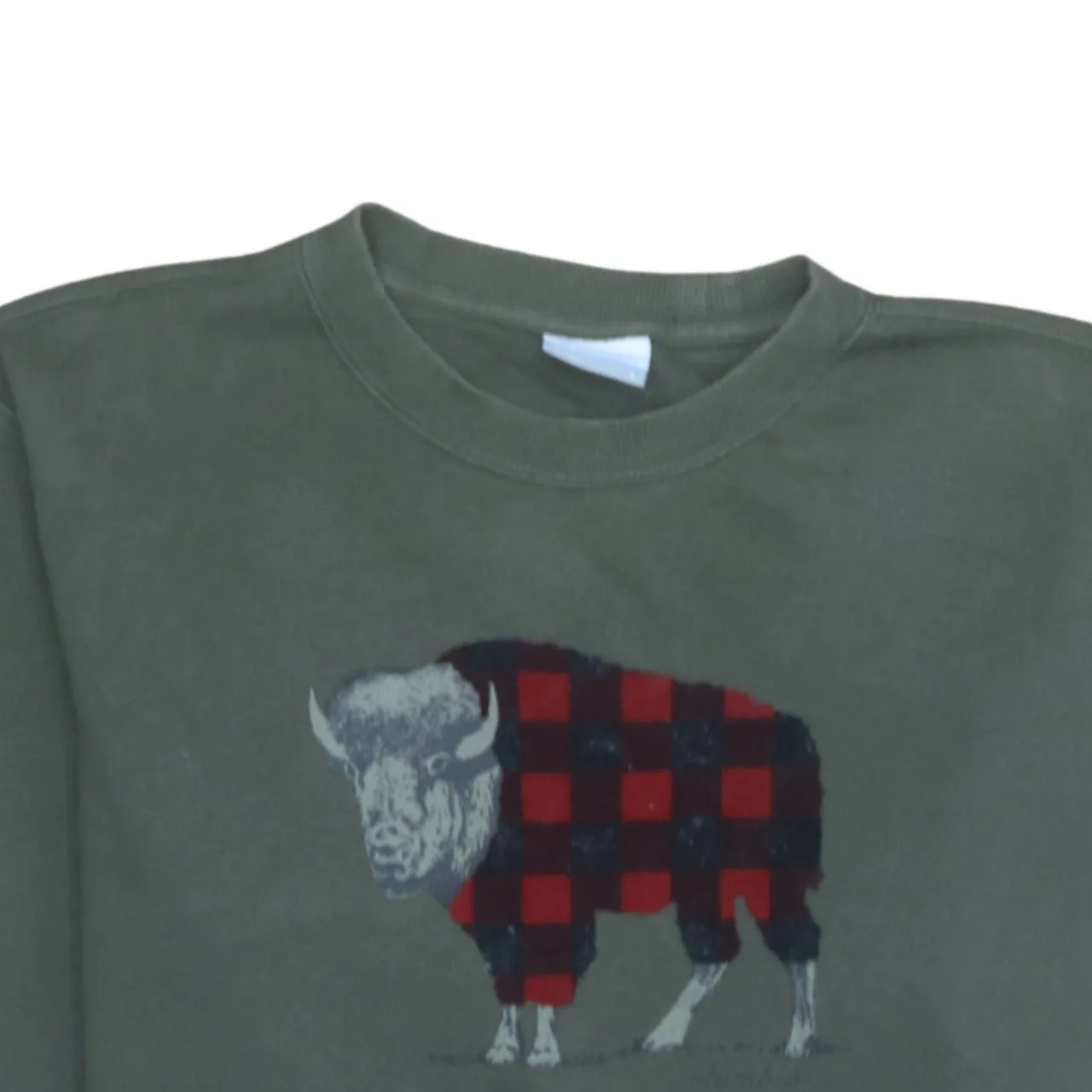 Columbia Dark Green Sweatshirt Men's Large Buffalo Graphic Printed Front Pullover Fleece Top sold by Vintage Club product image thumbnail 3