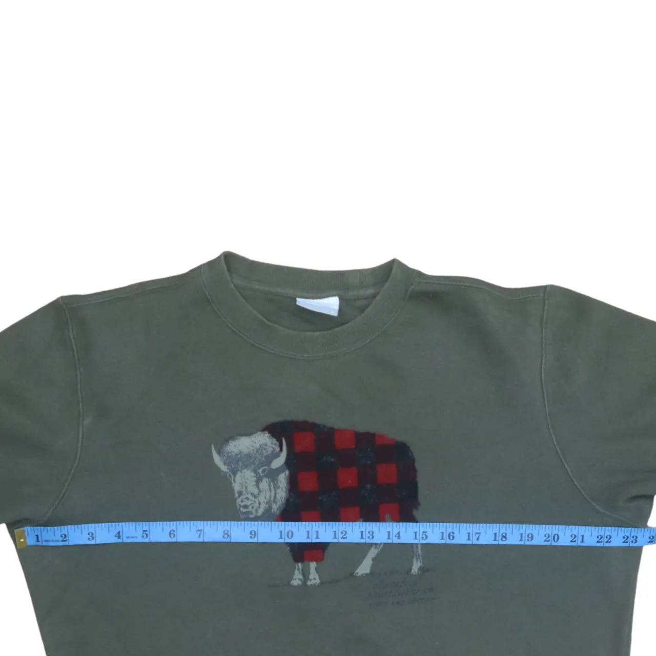 Columbia Dark Green Sweatshirt Men's Large Buffalo Graphic Printed Front Pullover Fleece Top sold by Vintage Club product image thumbnail 5