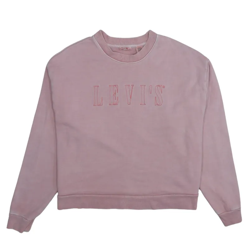 Levi's Dusty Pink Sweatshirt Men's Medium Embroidered Logo Crewneck Pullover Fleece Top made by Levi's