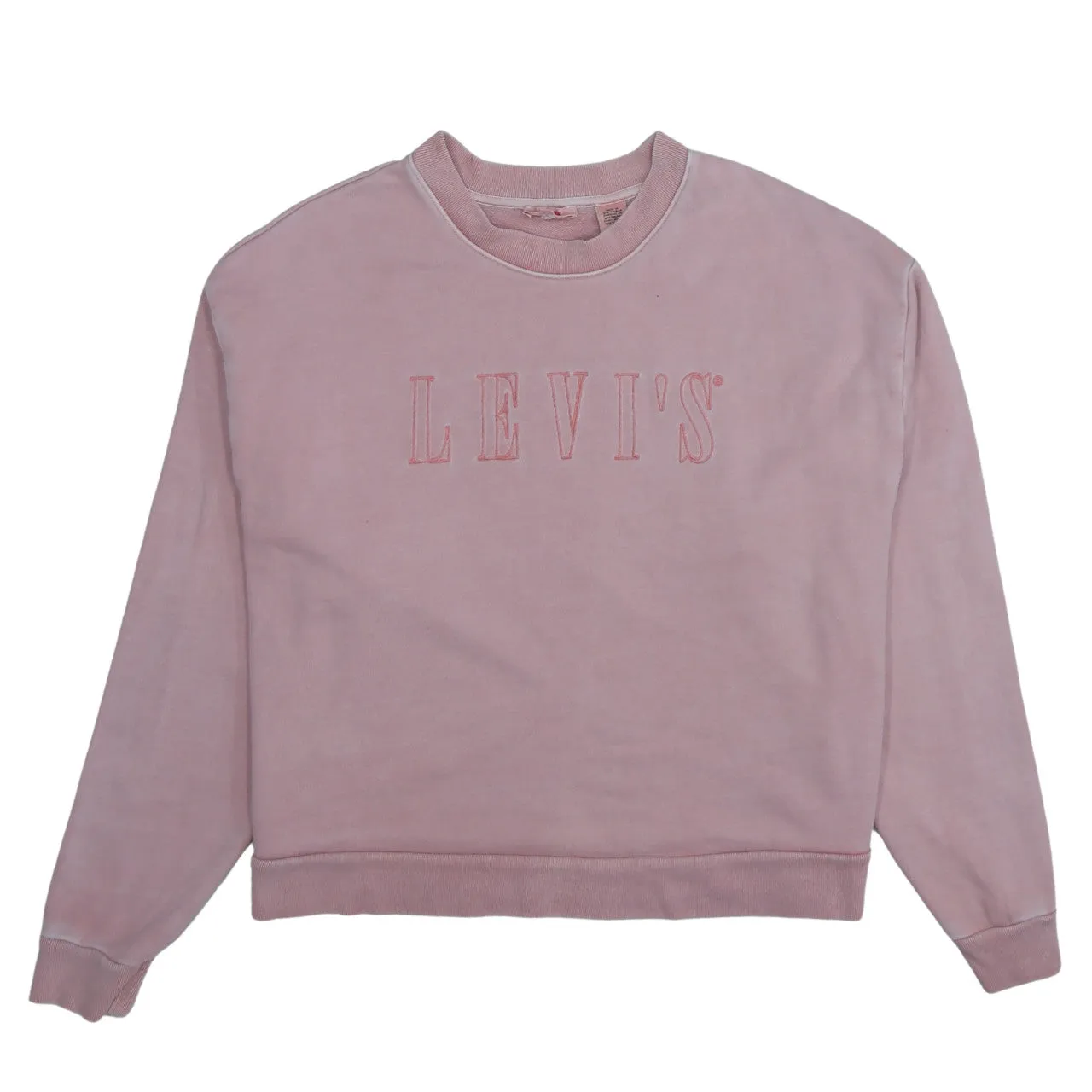 Levi's Dusty Pink Sweatshirt Men's Medium Embroidered Logo Crewneck Pullover Fleece Top sold by Vintage Club